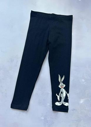 Лосины черные хлопковые на девочку багз банни looney tunes р.98-104 (2-4 года)