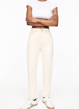 Джинси mom жіночі zara бежеві 165 см