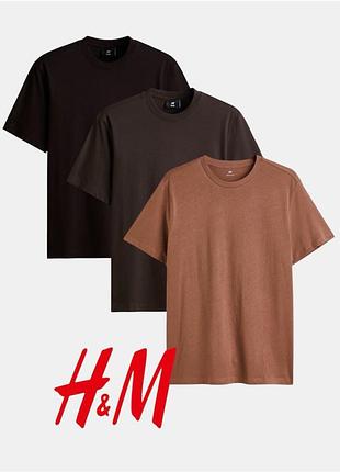 H&m коричневі базові чоловічі футболочки