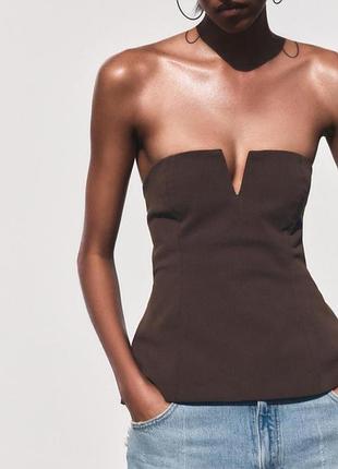 Топ корсет шоколадного кольору zara