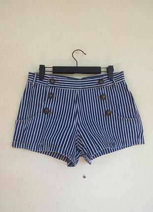 Жіночі джинсові шорти в смужку з застібкою гудзики від denim co