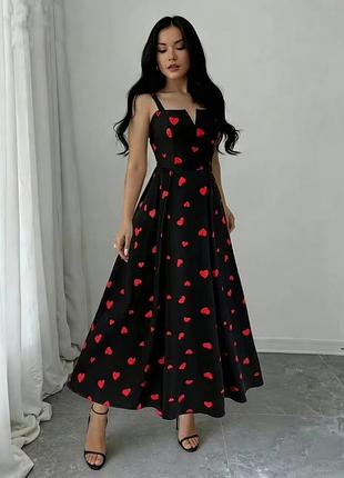 Чорна сукня в серденька, р-р xl