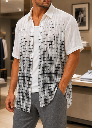 Мужская рубашка с коротким рукавом белая тонкая воздушная s m l xl xxl