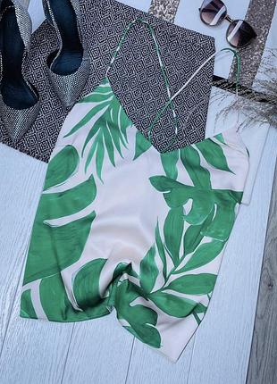 Новий літній топ h&m xl сатиновий топ в тропічний принт топ в білизняному стилі прямий