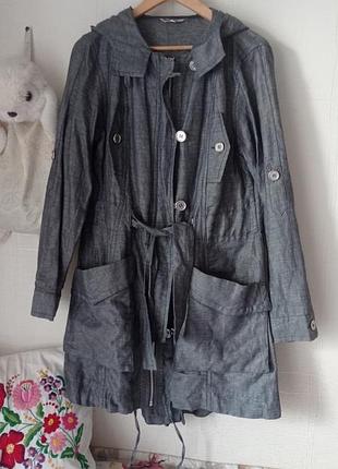 Льняна  парка-плащ marks & spencer (indigo collection).