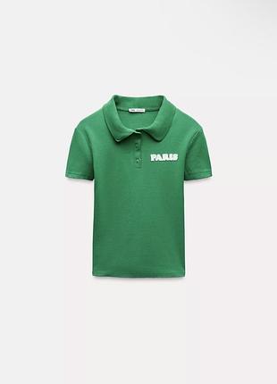 Zara zara зара поло в рубчик з вишивкою париж 0264/364
