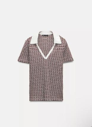 Zara zara зара жакардове поло футболка 5039/629