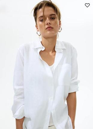 Білосніжна рубашка з льону h&m