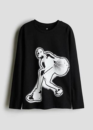 Подростковый лонгслив для мальчика h&m 146-152 см черный (26070802b)