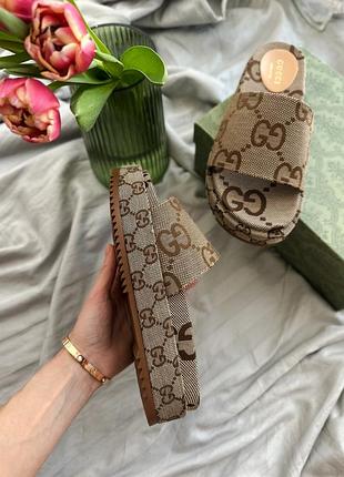 Gucci angelina platform sandal camel canvas