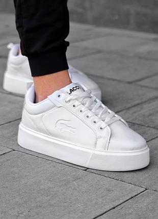 Кросівки lacoste carnaby platform lite leather sneakers  white and black