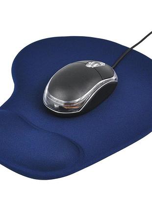 Килимок для миші comfort pad з гелевою підтримкою зап'ястя темно-синій