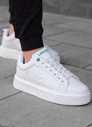 Кросівки lacoste carnaby platform lite leather sneakers  white green