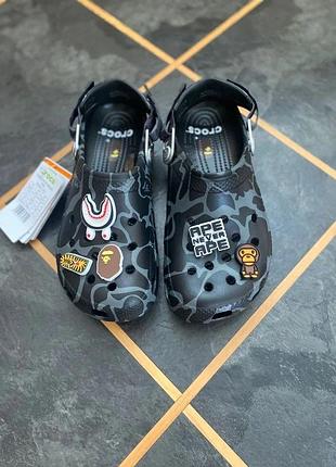 Crocs bape black/кроксы бейп/крокс мужские