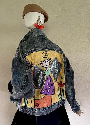 Винтаж 80р,джинсовая куртка, с вышивкой,унисекс,levi’s