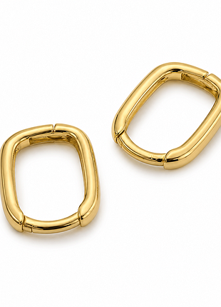 Серьги-конго серебро 925 с позолотой 14k геометрические прямоугольные