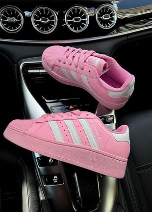 Женские розовые кроссовки adidas superstar platform pink white х адидас суперстар 38