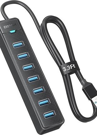 Usb-хаб idsonix 7-в-1 usb 3.0 (5gbps) з довгим кабелем 1м