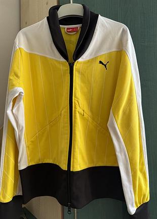 Винтажная спортивная кофта puma оригинал | желто-белый бомбер на молнии