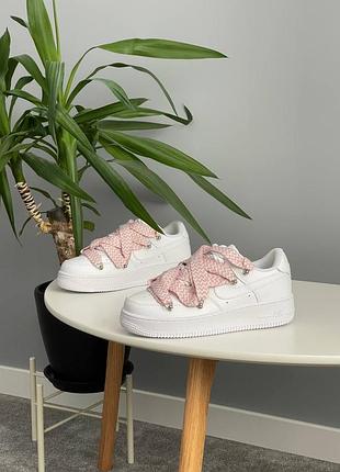 Кроссовки nike air force 1 low custom lanvin laces white multicolor