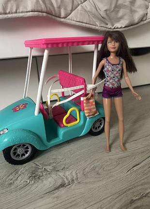 Ігровий набір гольф-карт машинка barbie mattel та лялька скіппер skipper