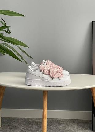 Кроссовки nike air force 1 low custom lanvin laces white multicolor