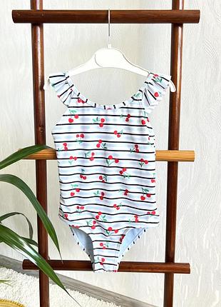 🌴смугастий купальник в вишеньках від primark cares на 5-6 років, 110-116 см.