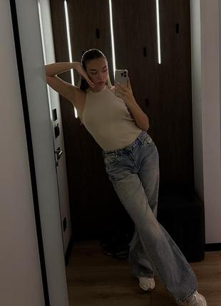 Майкам горловиной  женская летняя топ в рубчик zara mango h&m bershka pull&bear stradivarius reserved vovk stimma gepur papaya massimo dutti