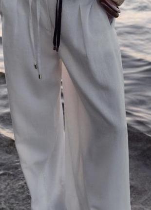 Штаны брюки льняные белые женские zara mango massimo dutti papaya one by one gepur vovk stimma stradivarius oysho calzedonia ivina vloria