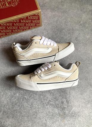 Vans knu skool оригінал нові жіночі підліткові кеди кросівки снікери ванс ванс кун скул дуті дутиши сірі бежеві на дівчинку 36.5 37 брендові