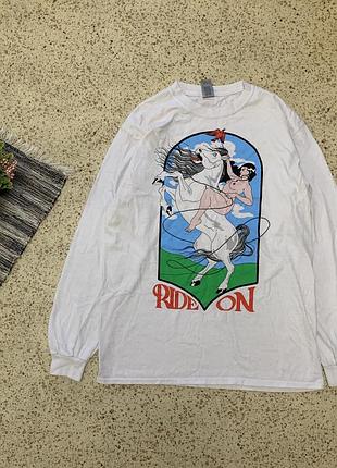 Ride on longsleeve porn лонгслів чоловічий з голою наїздницьою та конем з великим принтом