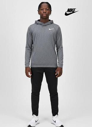 Оригинальное детское спортивное худи nike на рост 147 158 серое детская спортивная кофта рашгард с капюшоном детский лонгслив найк  реглан свитшот а1