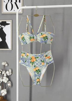 Купальник роздільний "primark" із середземноморським принтом, uk10/eur38.