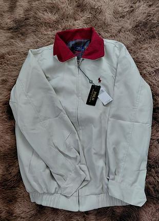 Бомбер унисекс, polo ralph lauren jacket.
размер м, бело красный велюровый воротник.