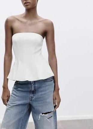 Майка корсет топ женский белый zara mango h&m bershka pull&bear one by one gepur papaya stimma vovk h&m oysho calzedonia asos boohoo
