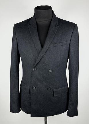Шерстяной двубортный пиджак allsaints chancery