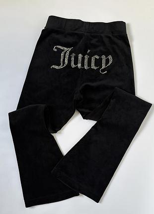 Жіночі штани juicy couture зі стразами, велюрові штани кльош, кльошні штани джусі котюр, чорні штани з стразами juicy couture, кльош штани jc, лосіни