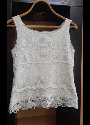 Белая кружевная маечка h&amp;m