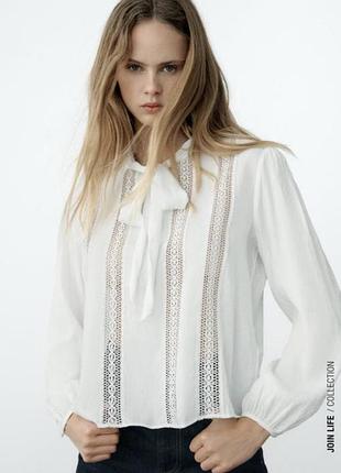 Блуза вискоза с кружевом zara