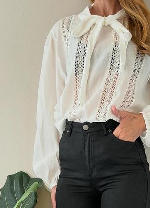Блуза віскоза з мереживом zara