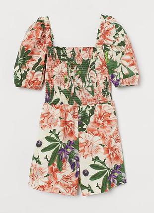Комбинезон с шортами "h&m" хлопковый с крупным цветочным принтом, uk14/eur42.