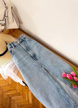 Джинсова спідниця міді zara🤍