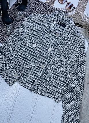 Твідовий жакет zara xs вкорочений жакет на ґудзиках короткий жакет зара