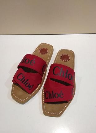 Шлепанцы женские chloe' woody flat sandals красные текстиль р. 40-40.5
