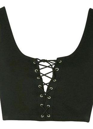 🖤черный женский акцентный кроп-топ 36(8) topshop🖤