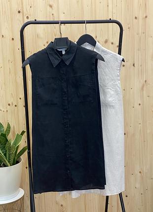 🖤женская льняная рубашка удлиненная h&amp;m, 100% лен, размер s🖤
