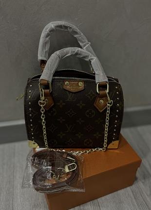 Сумка lv speedy trunk 20 monogram з металевими заклепками