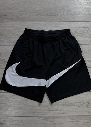 Черные удобные спортивные шорты найк nike big swoosh dri-fit, xxl, оригинал