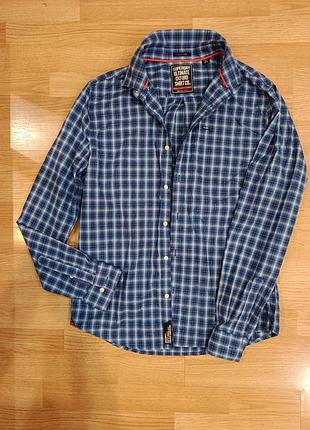 Стильная рубашка мужская, 💯 коттон оригинал, superdry, l