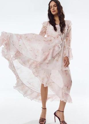 Платье с цветами сарафан шифоновый с рюшами нежный gepur one by one papaya ivina zara mango cher17  25 union otaje asos